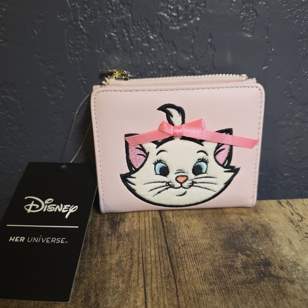 Disney The Aristocats Marie Furry Face Flap Wallet Pink Bow Her Universe NEW